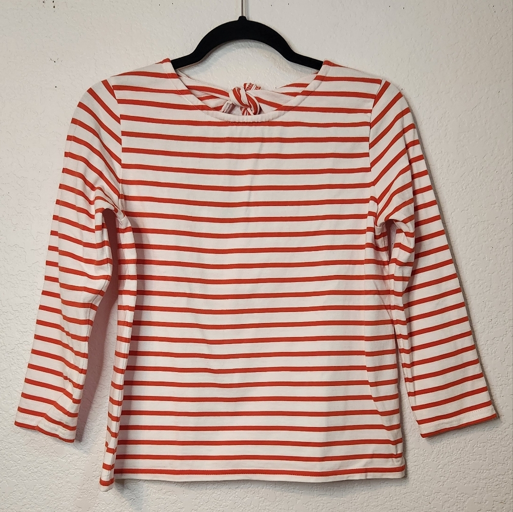 J. Crew Tie-Back Top Orange/White Striped Mariner Cloth Parisian, Size‎ S
